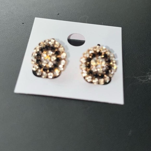 Elegant Gold and Black Triple CZs Dangle Earrings.​​​ - Picture 4 of 4